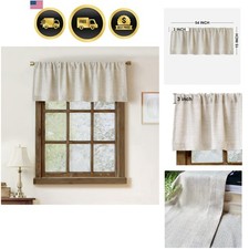 2 Pack Faux Linen Valance for Windows Kitchen Living Room Valances Rod Pocket...