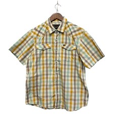 Howler Brothers Shirt Mens Size M Beige Tan Plaid H Bar B Snapshirt Pearl Snap