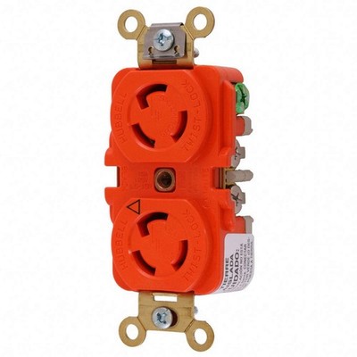 HUBBELL IG4700A DplxLckRecpt,15A;Org;Thrmpl,L6-15R,1Gng 6C121