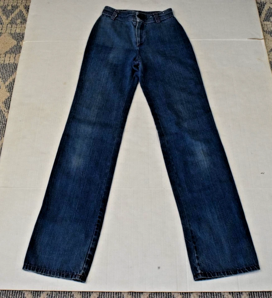 Jeans Vintage Luv It Talla W24 L31 Años 70 Azul Rojo Costuras Cuentas Bolsillo Estrellas Foto 2 de 4