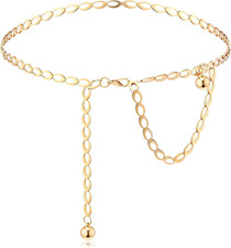 Gold Waist Chain Adjustable Waist Belt Chain 46 Inch Chain Belt for Women Gold B