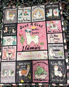 Pre-owned Fleece Llama Lap Blanket