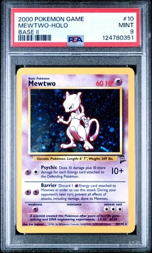 2000 POKEMON BASE SET 2 #10 MEWTWO-HOLO PSA 9