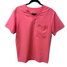 FIGS Leon Scrub Top Men  s Small S Fireside Pink V-Neck Medical Uniform Excellent
