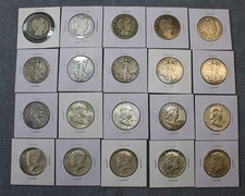 20 VINTAGE 90% SILVER HALF DOLLARS ~ BARBER - WL - FRANKLIN - KENNEDY