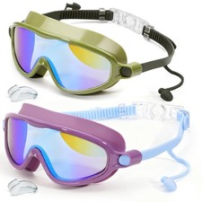Kids Swim Goggles Anti Fog Anti-UV Wide View 2 Pack Swimming Goggles for Kids...