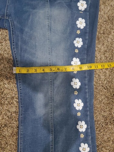 Vintage 70s 80s Style Denim Bellbottom Flare Jeans Button Up Floral 38/29 3xl - Picture 9 of 10