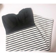 Windsor Bodycon Fitted Black & White Striped Sweetheart Bustier Dress -Size S