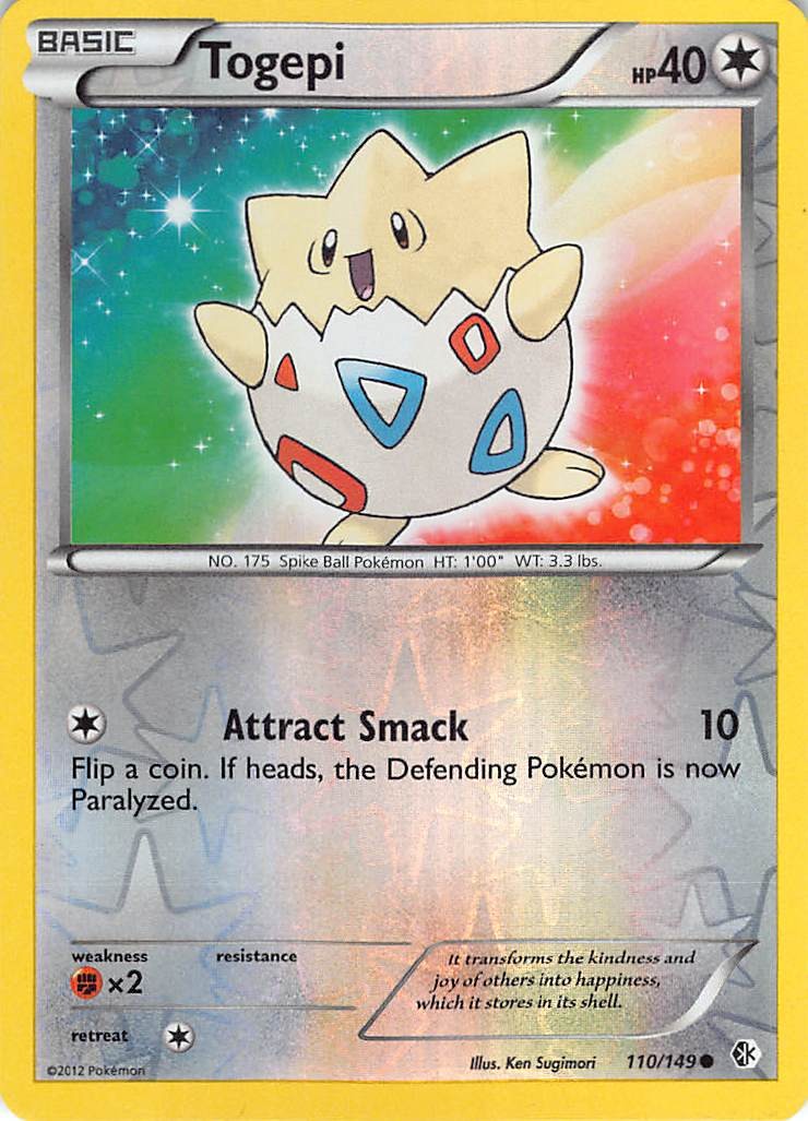 Togepi 110/149 Common Boundaries Crossed Pokemon Reverse Holo Lightly Played