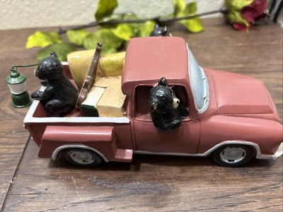   Adorable Blackbear Family Going Camping Home Decor Figurine Resin 8  X 4 