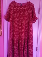 Valentine's Day DRESS Emery Rose tiered dress with a white heart pattern and...