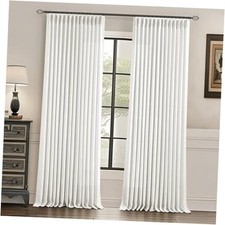 Pinch Pleated Linen Curtains 40"W x 84"L Pack of 2 08-white 75 Blackout 