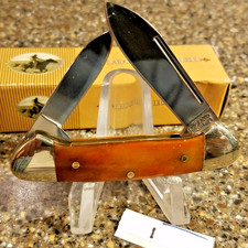 Rough Rider RR056, Orange Smooth Bone Small Canoe, 2-3/4", 2-Blades, NEW, 2005