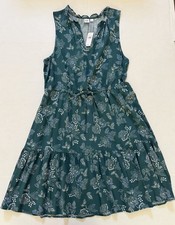 GAP Women's Green Floral Casual Summer Dress Size Large Ruffle V-Neck NWT