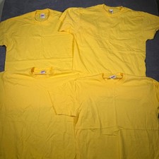 Vtg Anvil Blank T Shirts Mens Large Yellow Single Stitch Made in USA Lot of 4