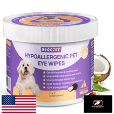HICC PET 100x Pet Eye Wipes Dogs Cats Tear Stain Cleaner Hypoallergenic Gentle