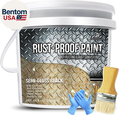 2 in 1 Rust Converter & Metal Primer   64Oz Black Rust Reformer Paint for Metal,