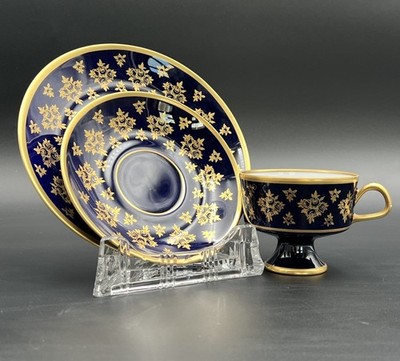 Fine China Lichte Echt Kobalt Sammeltasse Gedeck #KA145