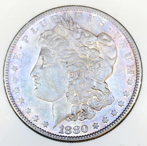 1880 S MORGAN DOLLAR! GEM BU+++! PASTEL RAINBOW TONER! AMAZING COLOR! NR #G3646