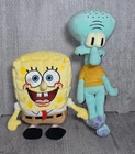 Vintage SpongeBob And Squidward Tentacles 9.5" Plush Ty Beanie Bundle 2004