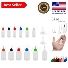 12 Pcs Precision Tip Applicator Bottles for Crafts - 2 Mini Funnels Included