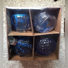 New 4 pcs Christmas big 5  Ball Ornaments Set Clear Glitter Hanging Decorations