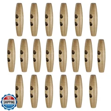 HARFINGTON 20pcs Wooden Toggle Buttons 60mm / 2.4" Wood Olive Sewing Buttons 