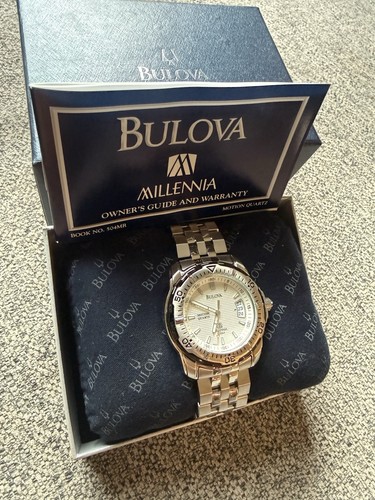 Bulova Millennia Motion Quartz 100M Watch Textured  Silver Dial 