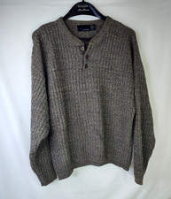 BILL BLASS Mens 3-BUTTON Pullover Sweater Sz XL Gray w cream Specks Made in USA