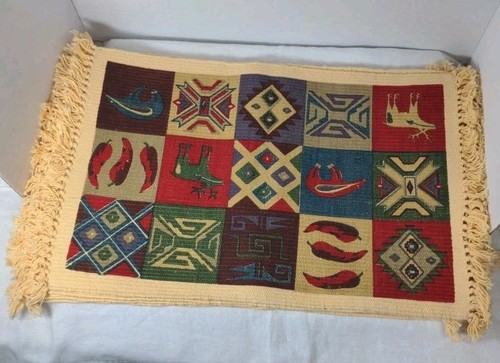 Set of 6 Southwest Ceremony Place Mats 13" X 22" Made In India - Imagen 2 de 6