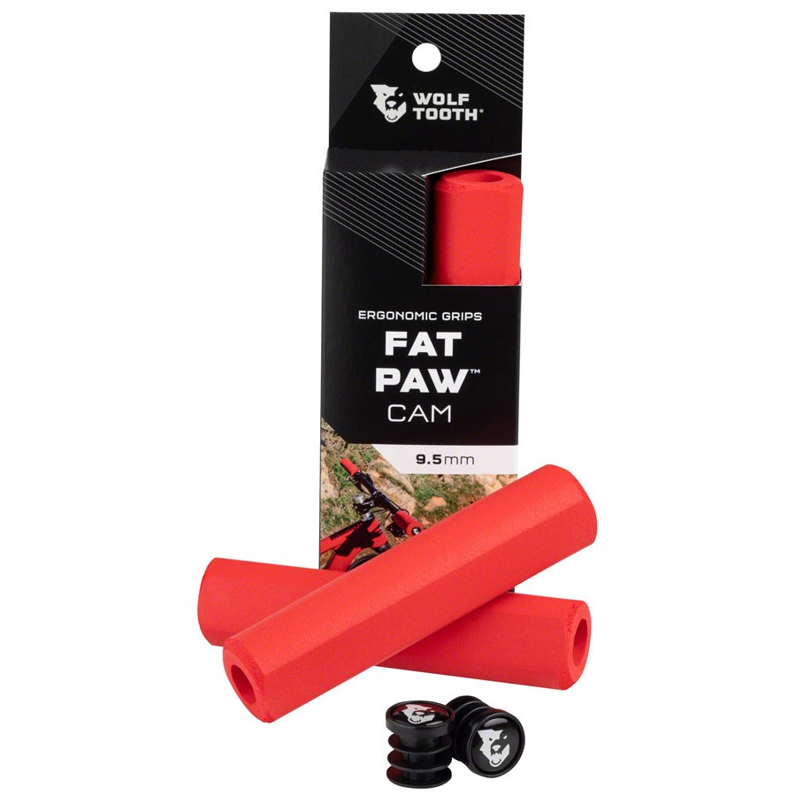 Wolf Tooth Fat Paw Cam Grips - 95mm Red Silicone Foam Bicycle Handlebar Grips 6890₽