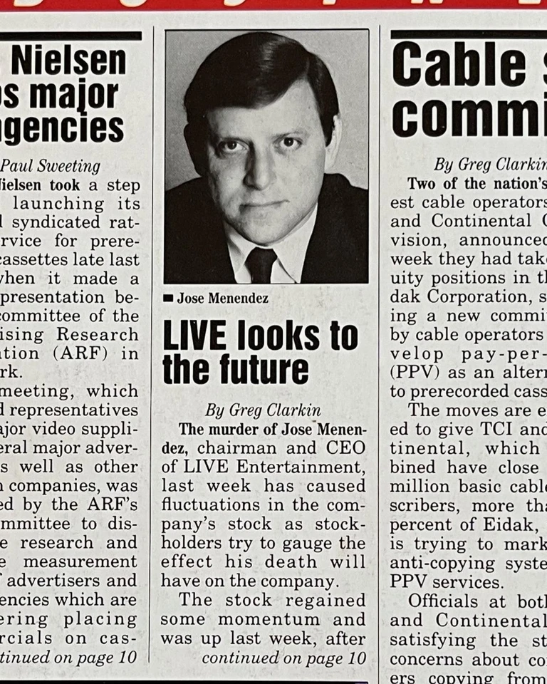 VIDEO BUSINESS Weekly 9/1/1989 Jose Menendez Cover Horror VHS Ads Video Store - Image 3 of 4