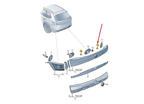 VW TOUAREG CR7 MK3 Rear Center Tail Light Support 11A945179B NEW GENUINE - Bild 2 von 3