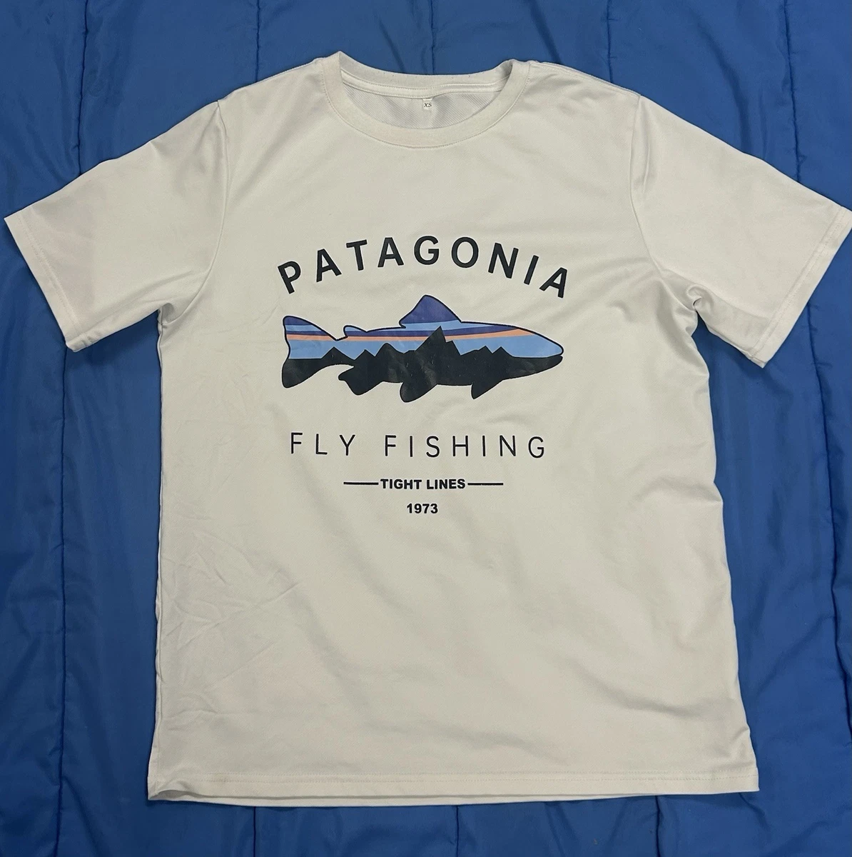 トップス Patagonia fishing shirt Patagonia Men's XS Fly Fishing Tight Lines 1973 Short Sleeve Poly