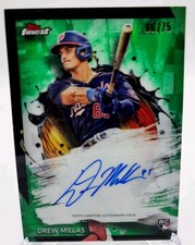 2024 Topps Finest Drew Millas Green Refractor Autograph 6/75 Nationals Rookie RC