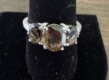 Sterling Silver Smoky Quartz Ring Size 10