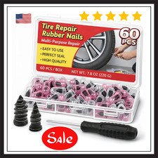 60 Pcs Rubber Tire Nail Repair Kit Screw In Tire Plugs for Car Truck SUV Van