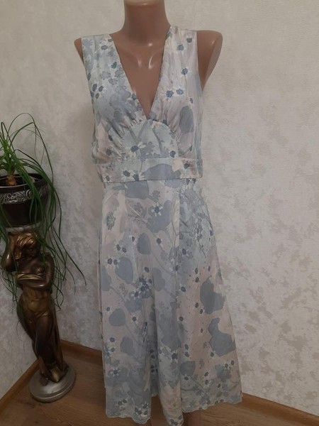 Women Jigsaw Dress White Silk 38 / M / 46 #9LS7