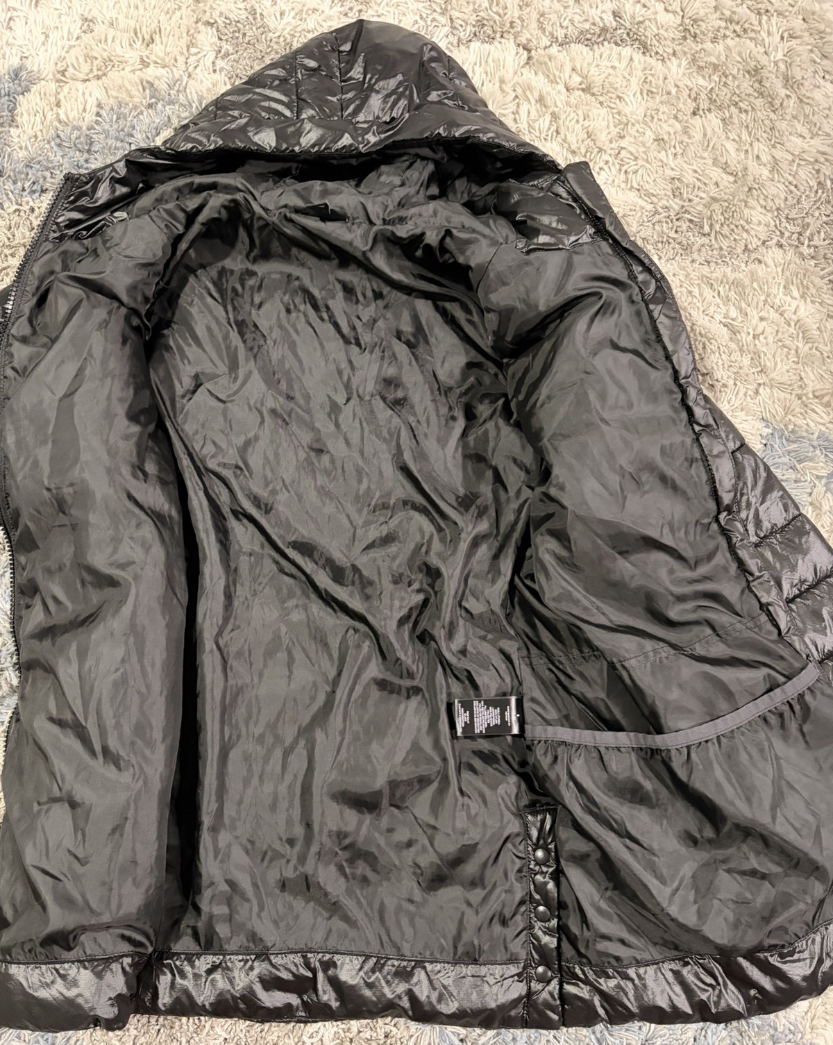 Swiss Tech Lightweight Winter Puffer Mid Length Coat Pockets Hood Womens Size S image 3