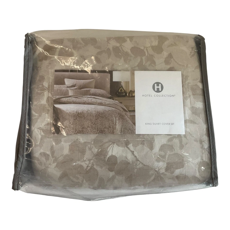 Hotel Collection Foglia 3 Pc Duvet Cover Set Beige King - Image 3 of 4