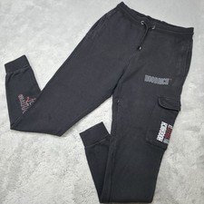 Hoodrich Cuff Black Jogging Trousers Size Small  cargo pocket printed Mens Black