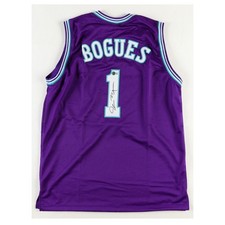 Muggsy Bogues Signed Autographed Purple Charlotte Basketball Jersey Becket
