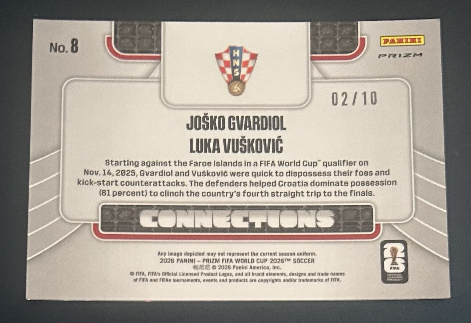 2026 Prizm World Cup JOSKO GVARDIOL LUKA VUSKOVIC CONNECTIONS GOLD /10 view 2