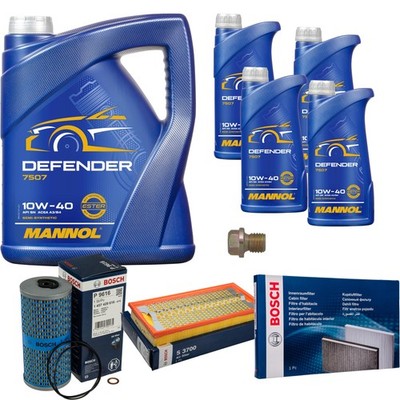 BOSCH Inspektionspaket 9L MANNOL Defender 10W-40 für Mercedes S-Klasse 500 SE