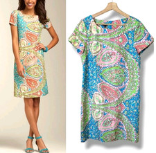 Talbots 100% Silk Pastel Short Sleeve Feminine Dress Women's Size 8 NWT