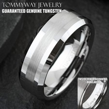 6/8mm Tungsten Carbide Men's Half Brushed Stripe Wedding Band Ring Size 5-15