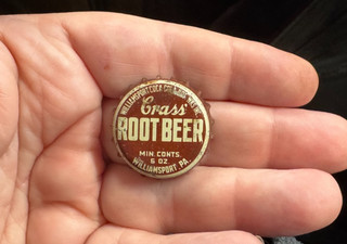 VINTAGE CRASS' ROOT BEER SODA POP CORK BOTTLE CAP WILLIAMSPORT COCA COLA PA