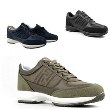 Scarpe Uomo sneakers ginnastica tacco sportive alte ecoPelle Nero Blu Beige