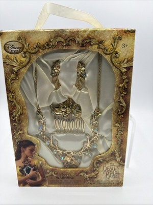 NIB Disney Store Beauty & The Beast Belle Deluxe Jewelry  Accessory Set