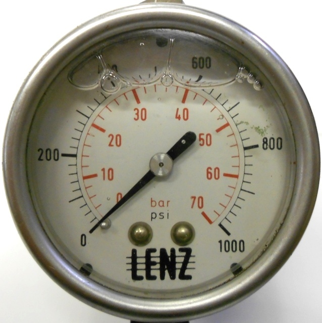 LENZ GAUGE, 01000 PSI, 070 BAR, APPROX 2 1/2" FACE DIAMETER eBay